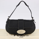 FENDI Shoulder Bag Leather Black Silver Auth 192479A-12