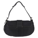 FENDI Shoulder Bag Leather Black Silver Auth 192479A-2