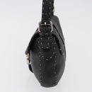 FENDI Shoulder Bag Leather Black Silver Auth 192479A-3