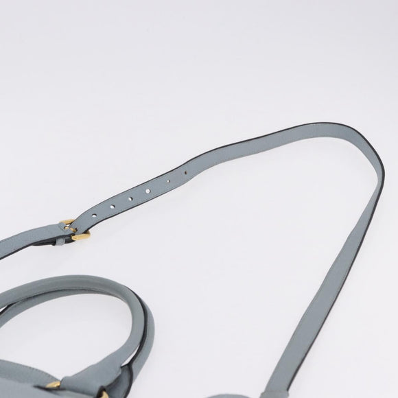 PRADA Tote Bag Leather 2way Light Blue Gold Auth 192481A