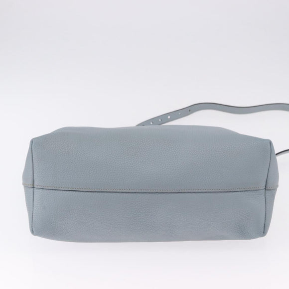 PRADA Tote Bag Leather 2way Light Blue Gold Auth 192481A