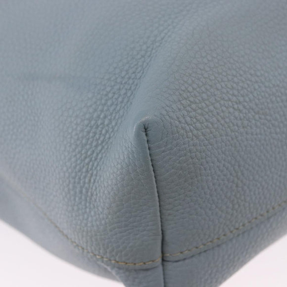 PRADA Tote Bag Leather 2way Light Blue Gold Auth 192481A