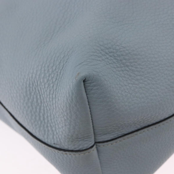 PRADA Tote Bag Leather 2way Light Blue Gold Auth 192481A