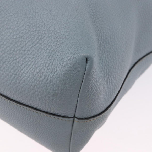 PRADA Tote Bag Leather 2way Light Blue Gold Auth 192481A