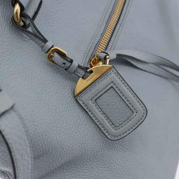 PRADA Tote Bag Leather 2way Light Blue Gold Auth 192481A