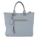 PRADA Tote Bag Leather 2way Light Blue Gold Auth 192481A-2