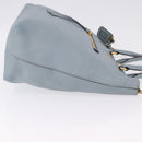 PRADA Tote Bag Leather 2way Light Blue Gold Auth 192481A-4
