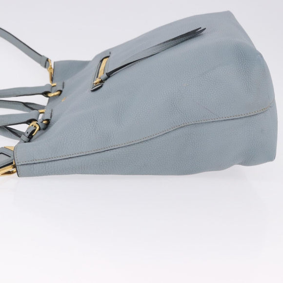 PRADA Tote Bag Leather 2way Light Blue Gold Auth 192481A