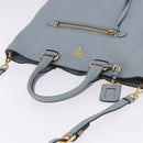 PRADA Tote Bag Leather 2way Light Blue Gold Auth 192481A-6
