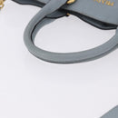PRADA Tote Bag Leather 2way Light Blue Gold Auth 192481A-7