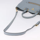 PRADA Tote Bag Leather 2way Light Blue Gold Auth 192481A-9