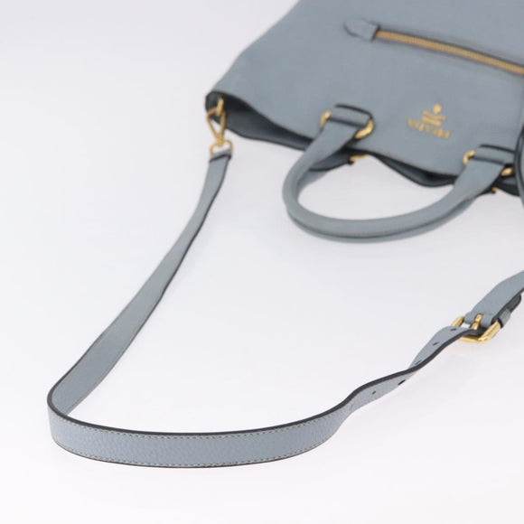 PRADA Tote Bag Leather 2way Light Blue Gold Auth 192481A
