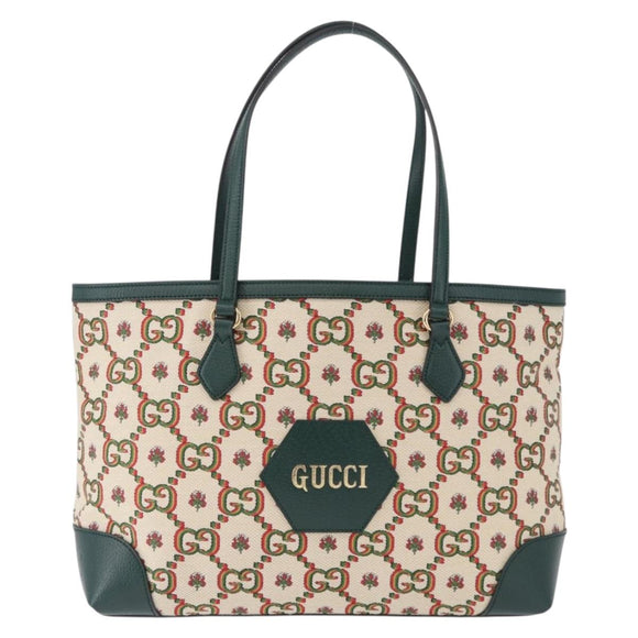 GUCCI Ofidia Tote Bag Canvas Green Gold 676681 Auth 192482V