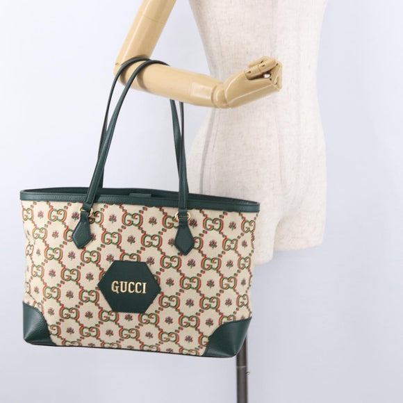 GUCCI Ofidia Tote Bag Canvas Green Gold 676681 Auth 192482V