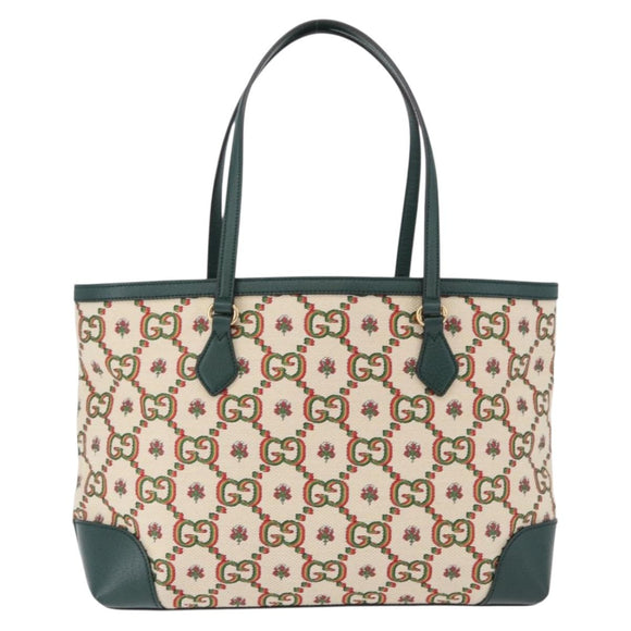 GUCCI Ofidia Tote Bag Canvas Green Gold 676681 Auth 192482V
