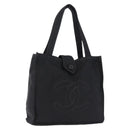 CHANEL Tote Bag Nylon Black Gold CC Auth 192486A-1