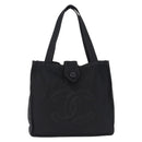 CHANEL Tote Bag Nylon Black Gold CC Auth 192486A-13