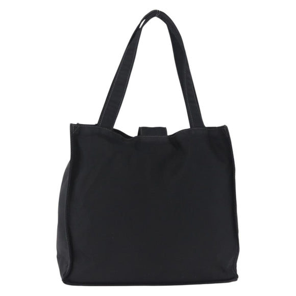 CHANEL Tote Bag Nylon Black Gold CC Auth 192486A