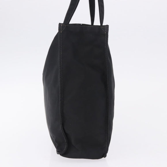 CHANEL Tote Bag Nylon Black Gold CC Auth 192486A