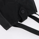 CHANEL Tote Bag Nylon Black Gold CC Auth 192486A-6