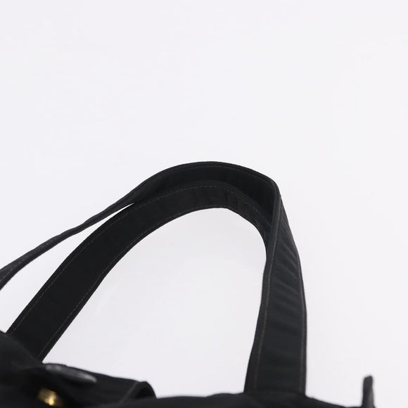 CHANEL Tote Bag Nylon Black Gold CC Auth 192486A