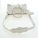 BALENCIAGA Classic Metallic Edge City Bag Leather 2way White 432831 Auth 192488M-9