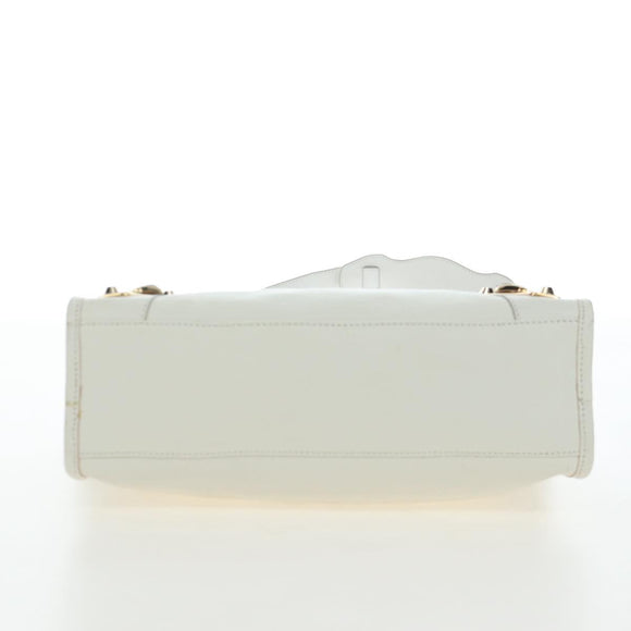 BALENCIAGA Classic Metallic Edge City Bag Leather 2way White 432831 Auth 192488M