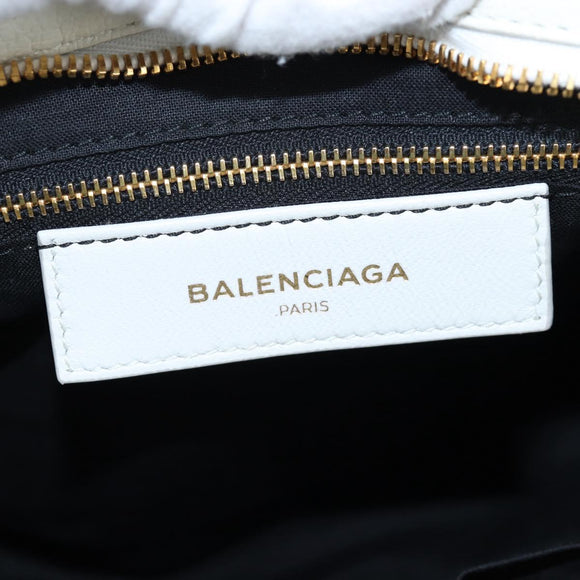 BALENCIAGA Classic Metallic Edge City Bag Leather 2way White 432831 Auth 192488M
