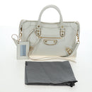 BALENCIAGA Classic Metallic Edge City Bag Leather 2way White 432831 Auth 192488M-12