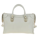 BALENCIAGA Classic Metallic Edge City Bag Leather 2way White 432831 Auth 192488M-2