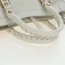 BALENCIAGA Classic Metallic Edge City Bag Leather 2way White 432831 Auth 192488M-7