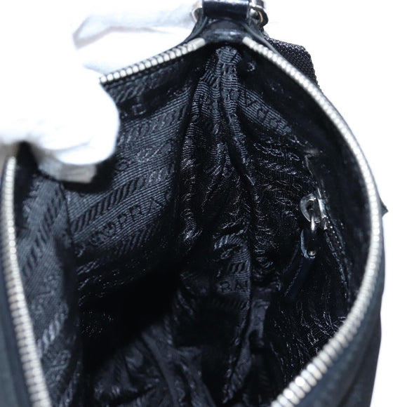 PRADA Shoulder Bag Nylon Black Silver Auth 192490V