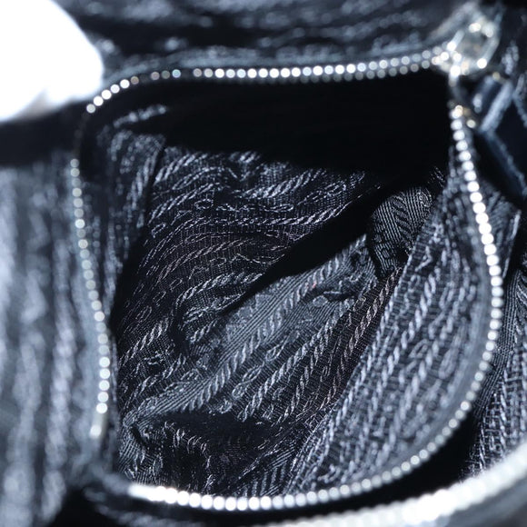 PRADA Shoulder Bag Nylon Black Silver Auth 192490V
