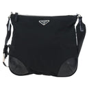 PRADA Shoulder Bag Nylon Black Silver Auth 192490V-13
