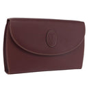 CARTIER Must Line Clutch Bag Leather Bordeaux Gold Auth 192492-1