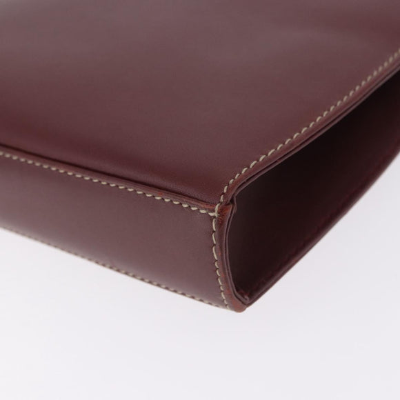 CARTIER Must Line Clutch Bag Leather Bordeaux Gold Auth 192492