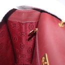 CARTIER Must Line Clutch Bag Leather Bordeaux Gold Auth 192492-19