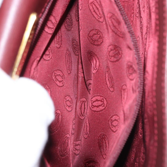 CARTIER Must Line Clutch Bag Leather Bordeaux Gold Auth 192492