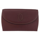 CARTIER Must Line Clutch Bag Leather Bordeaux Gold Auth 192492-13