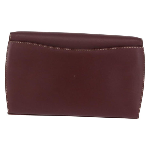 CARTIER Must Line Clutch Bag Leather Bordeaux Gold Auth 192492