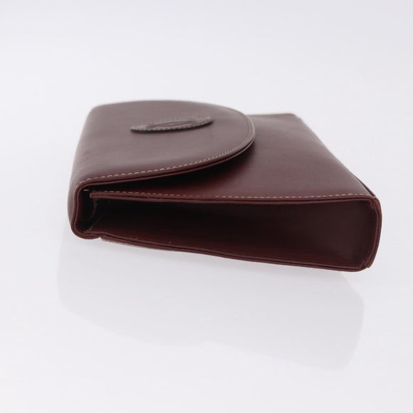 CARTIER Must Line Clutch Bag Leather Bordeaux Gold Auth 192492