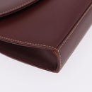CARTIER Must Line Clutch Bag Leather Bordeaux Gold Auth 192492-7