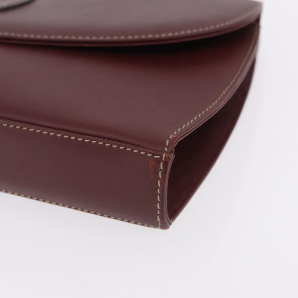 CARTIER Must Line Clutch Bag Leather Bordeaux Gold Auth 192492