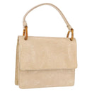 PRADA Hand Bag Tartaruga Embossed Leather Ivory Silver Auth 192493A-1