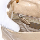 PRADA Hand Bag Tartaruga Embossed Leather Ivory Silver Auth 192493A-21