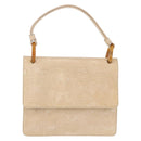 PRADA Hand Bag Tartaruga Embossed Leather Ivory Silver Auth 192493A-13