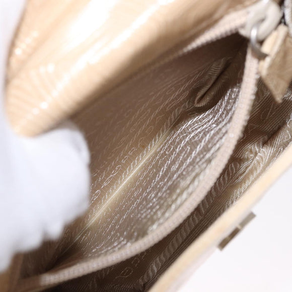 PRADA Hand Bag Tartaruga Embossed Leather Ivory Silver Auth 192493A