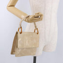 PRADA Hand Bag Tartaruga Embossed Leather Ivory Silver Auth 192493A-23