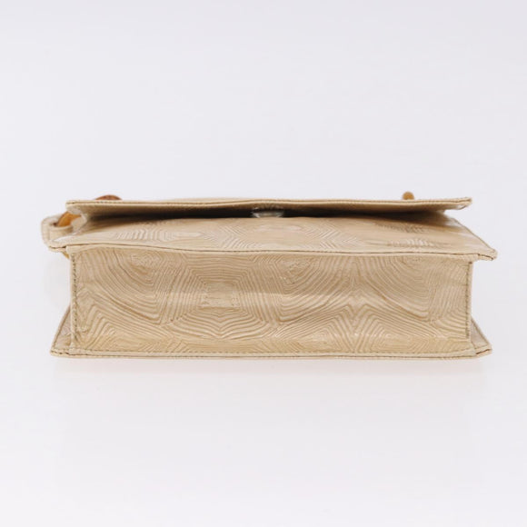 PRADA Hand Bag Tartaruga Embossed Leather Ivory Silver Auth 192493A