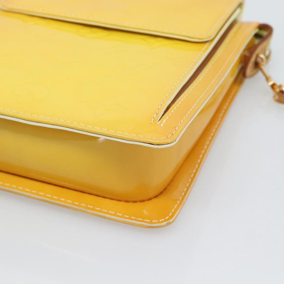 LOUIS VUITTON Monogram Vernis Motto Pouch Lime Yellow M91059 LV Auth 192499